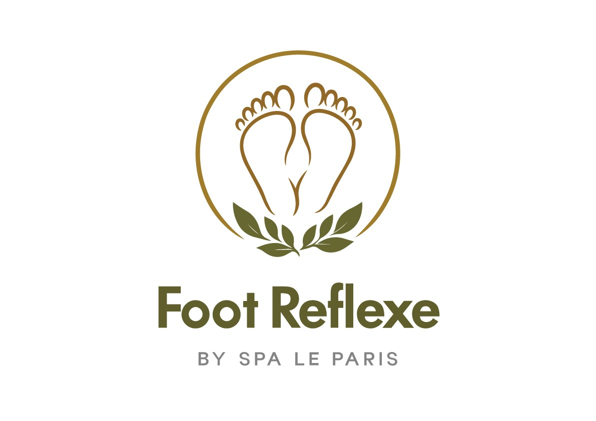 Foot Reflexe by Spa Le Paris — original gold footprints and olive leaves logo